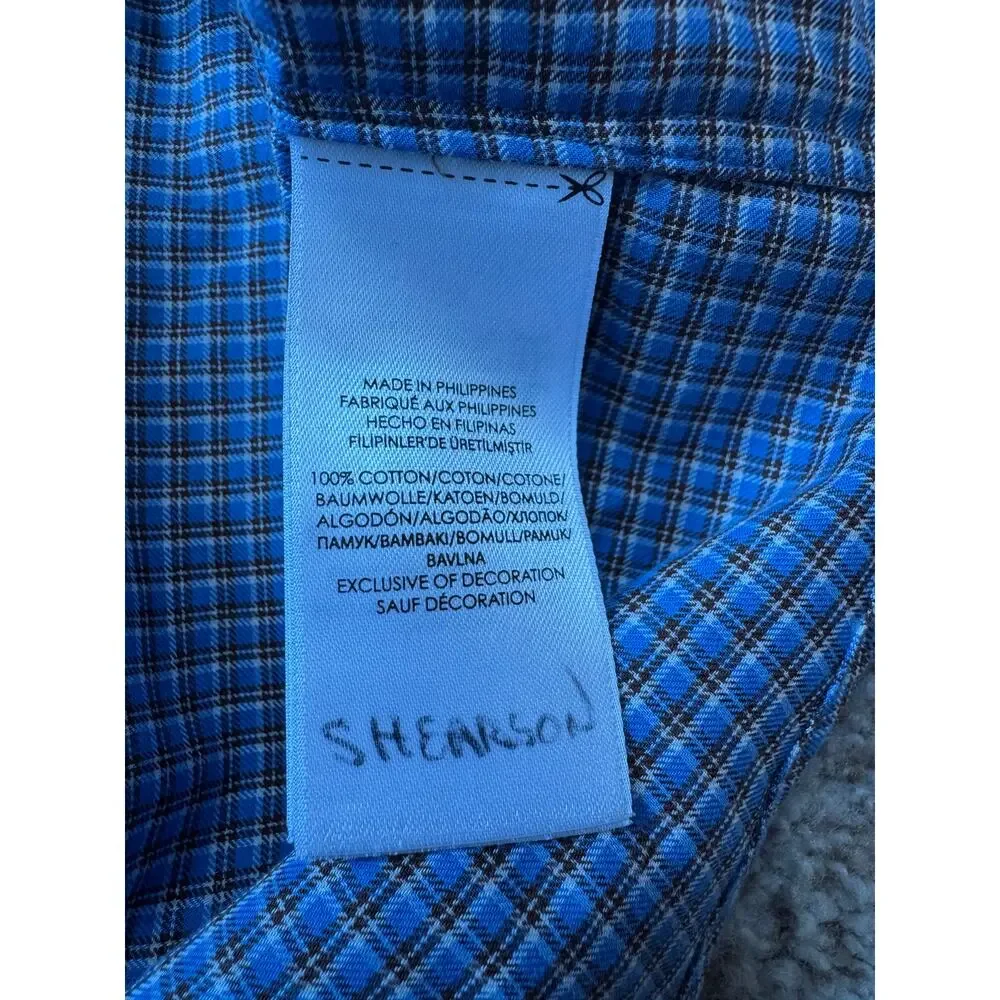 Polo Ralph Lauren Button Up Shirt Mens Large L Blue Plaid Check Cotton Pony